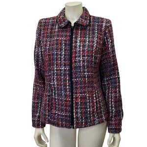 Christopher & Banks Plaid Tweed Zipper Jacket Womens‎ M NWT